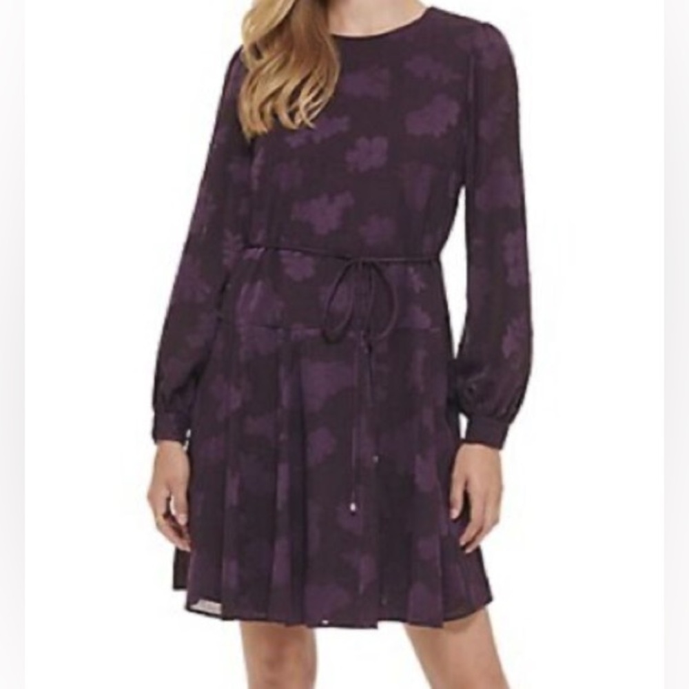 Tommy Hilfiger Purple Floral Jacquard Dress Size 4